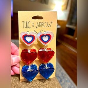 NWT, Twig & Arrow hair clips, 2 blue, 2 red, & 2 red, white, and blue, patriotic